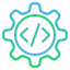 Code and gear icon representing custom Odoo development