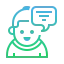 Person with speech bubble icon representing Odoo consulting and strategy